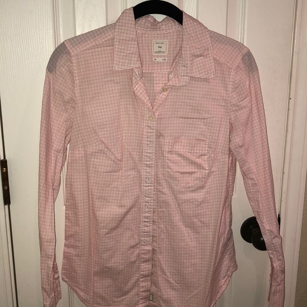 Pink gingham shirt from Gap